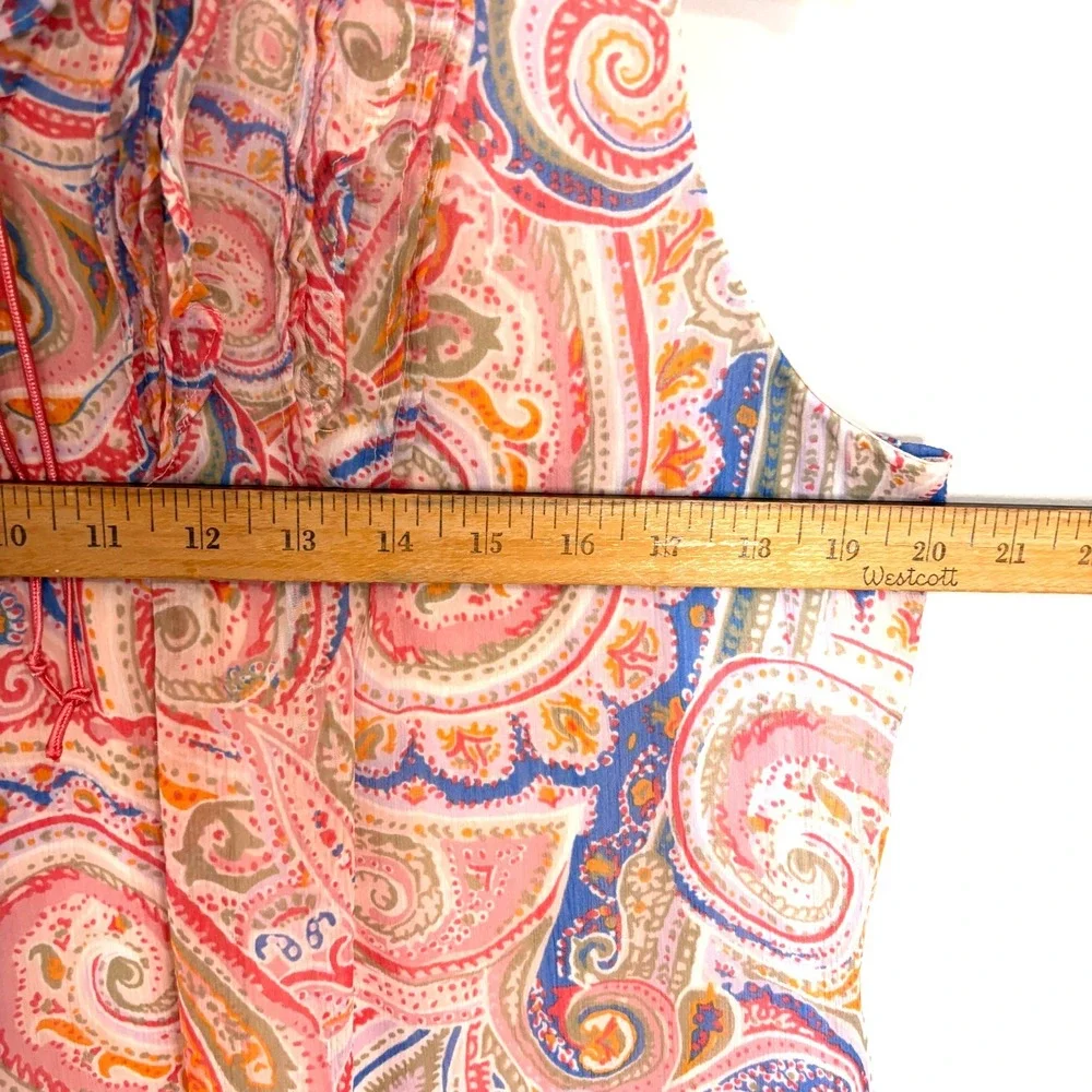 Tommy Hilfiger St. Tropez Pink Paisley Tie‎ Shift Dress Sz L Tropical Vacation